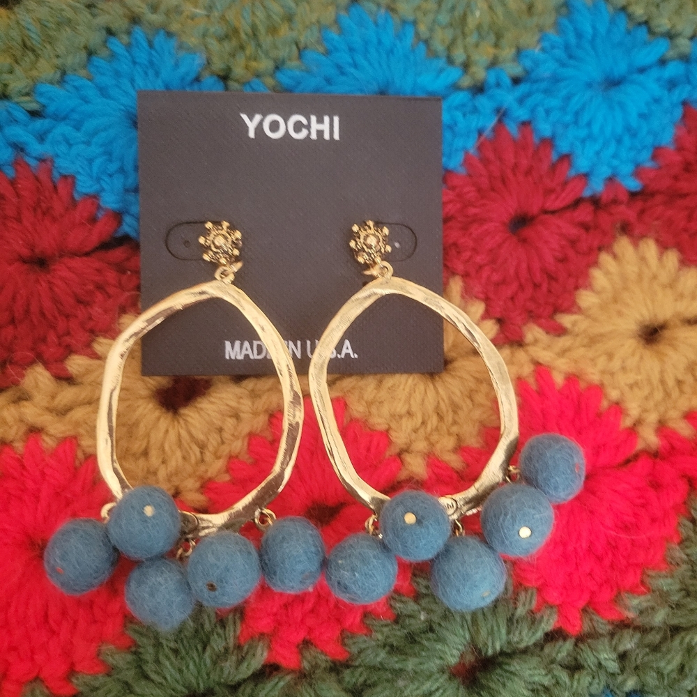 Yochi Organic Hoops With Pompoms